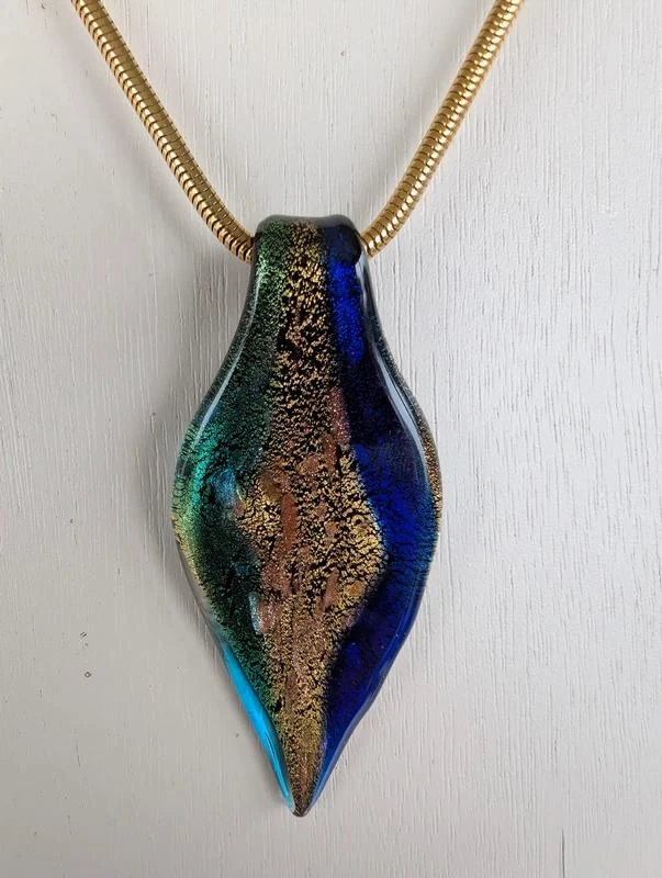 Collier maille serpent avec pendentif en verre de Murano - PA1173 – photo 2